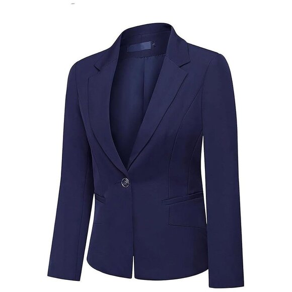 Women's 2 Piece Office Lady Business Suit Set Navy Blue - Picture 3 of 7